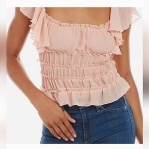 NWOT!Stunning! Kerrick,blush ruffle,bodysuit!Sz.M